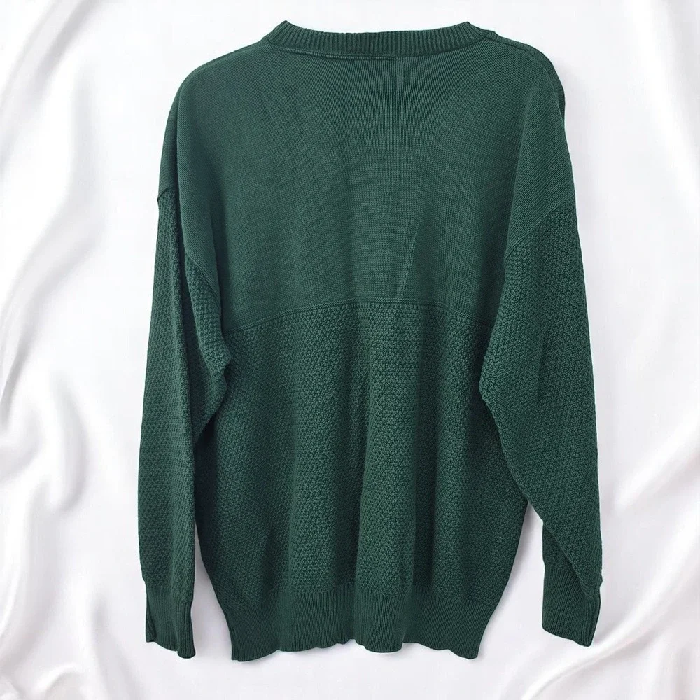 VTG Andrew Rohan Steamboatin American Queen Knit Sweater Men XL Textured‎ Green